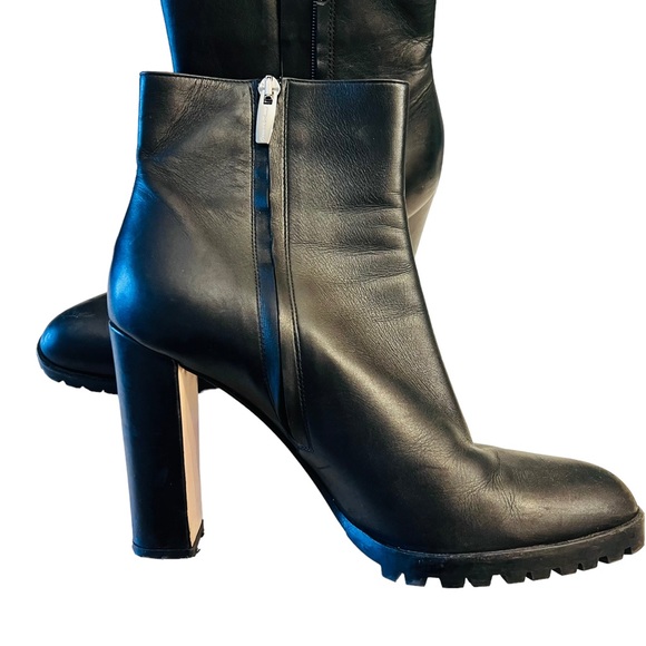 Gianvito Rossi Heel Leather Bootie Size 40 1/2 Made in Italy Zipper Side Closure - Picture 6 of 13